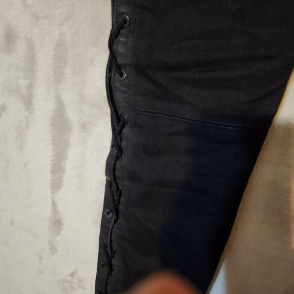 Ben Taverniti Punk laced up Unravel Project Black Skinny Jeans Distressed Sz 25 - Picture 5 of 11
